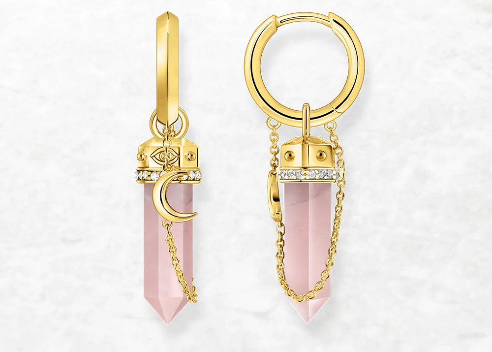Moon Rose Quartz Earrings