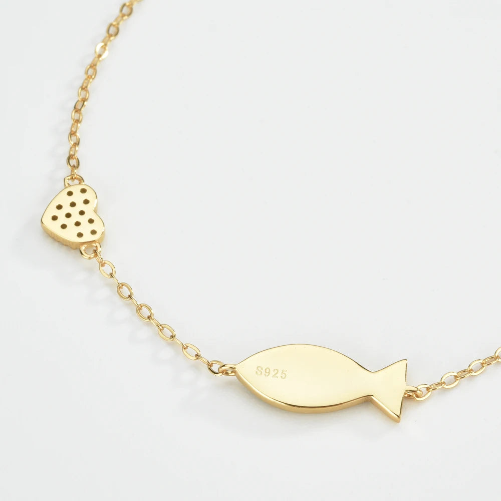 Blue Fish Heart Chain Bracelet