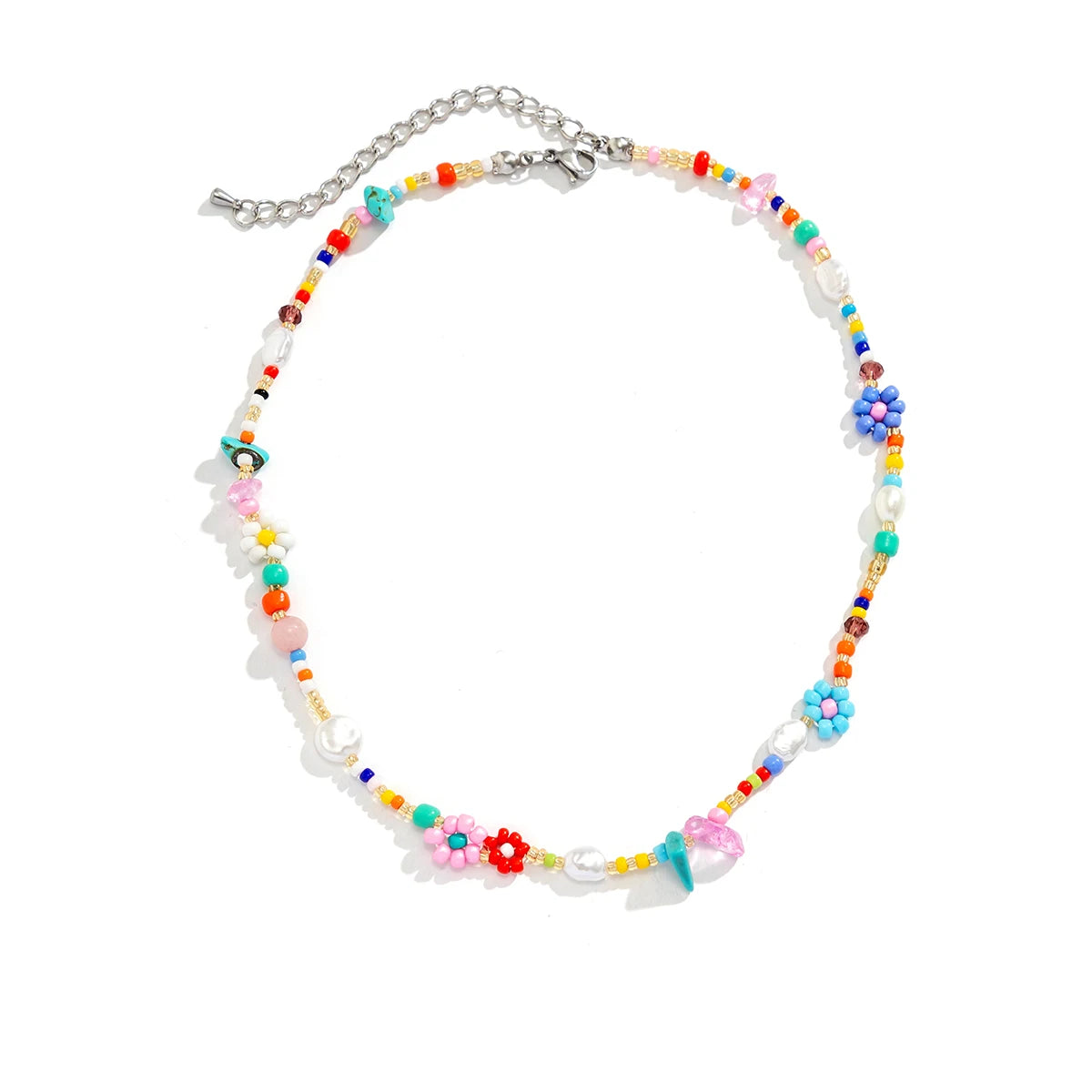 Multicolor Handwoven Beaded Flower Choker