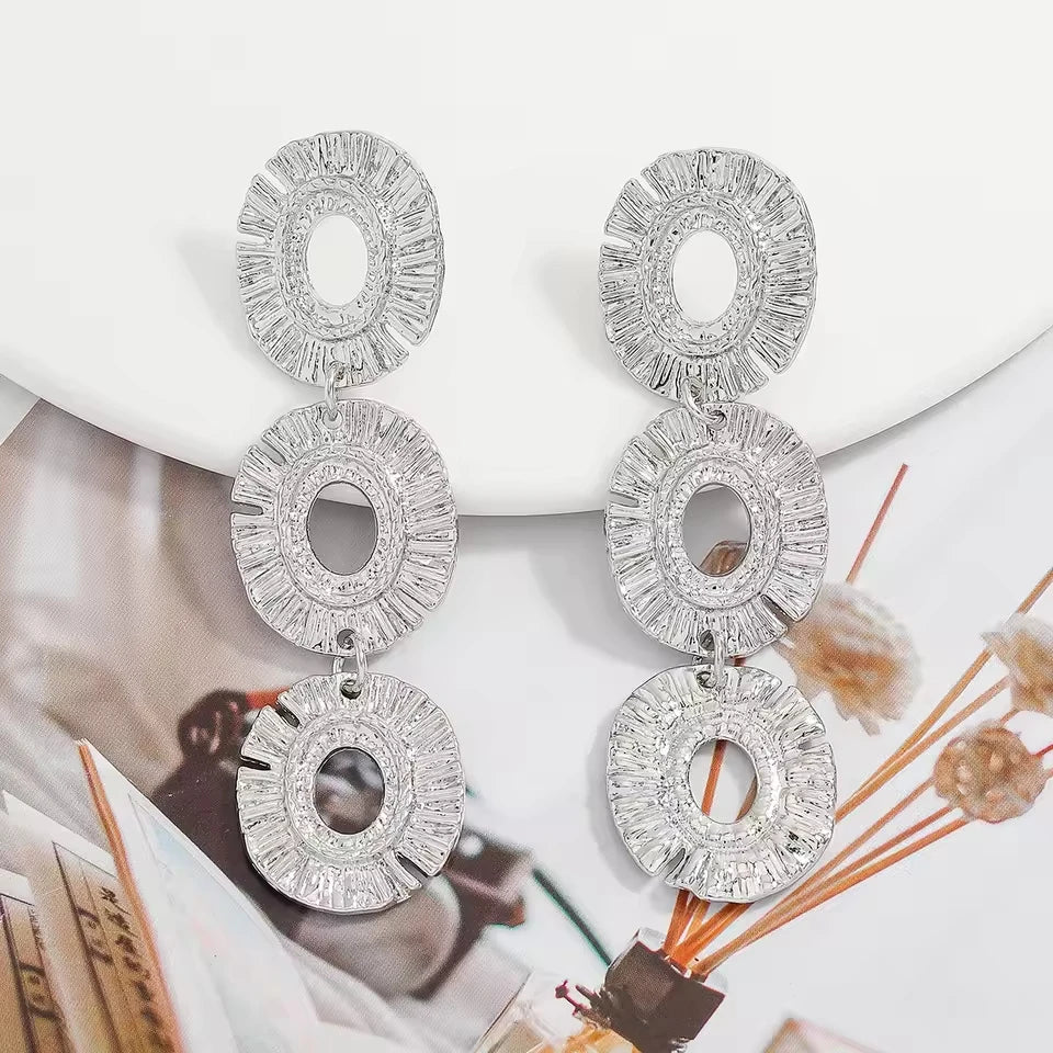 Hollow Flower Design Dangle Earrings - 14k Gold Plated