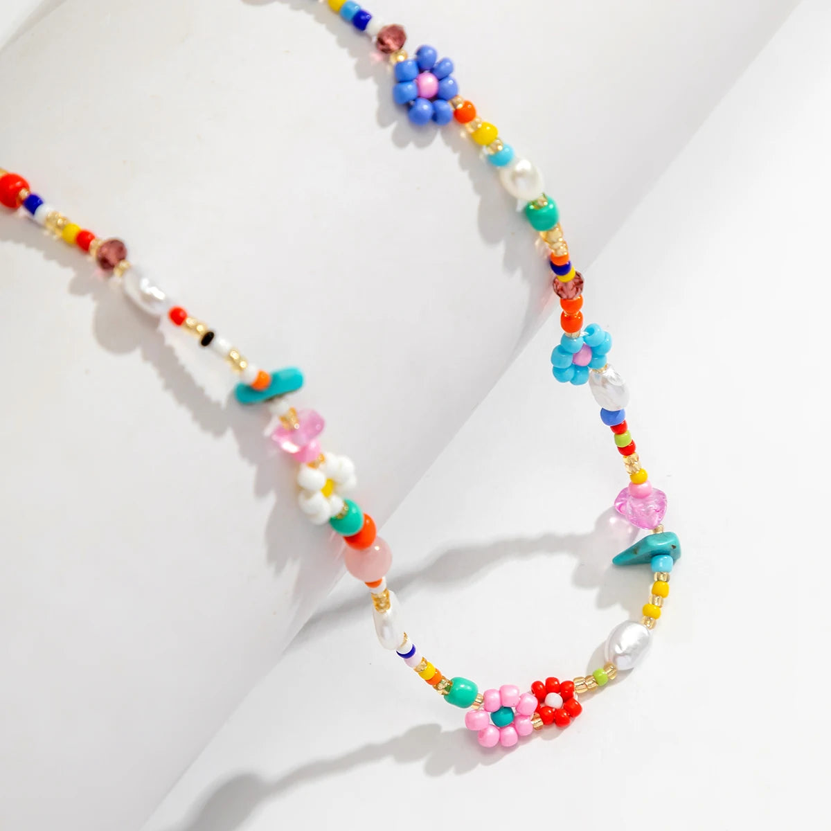 Multicolor Handwoven Beaded Flower Choker