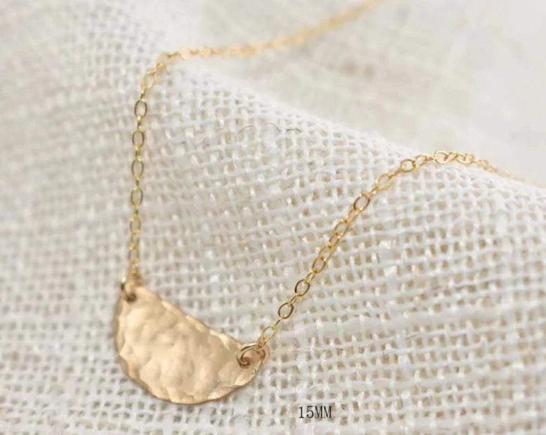Gold Filled Hammered Disk Necklace