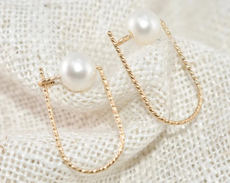 Natural Baroque Pearl Everyday Earrings- Handmade Gold Filled