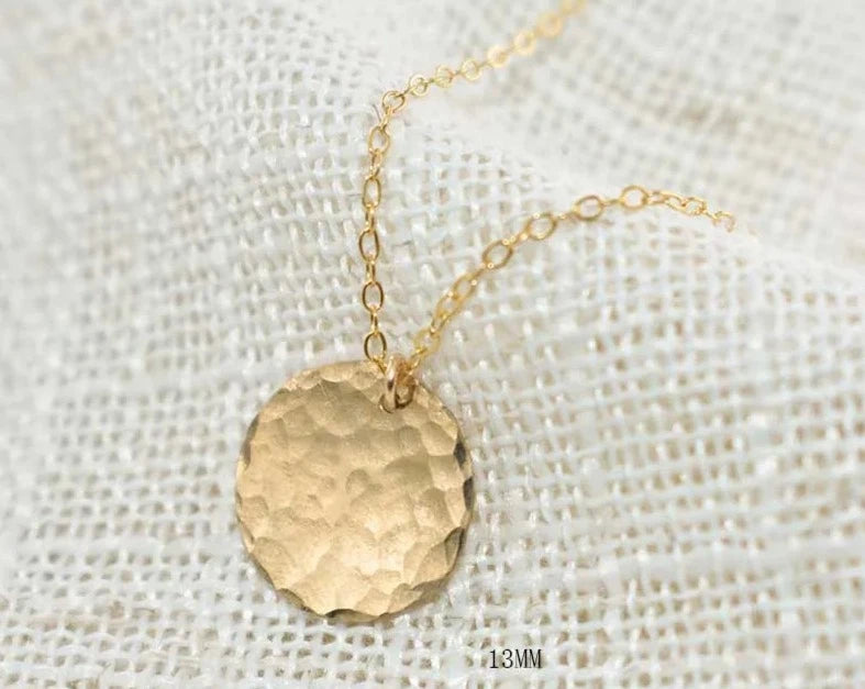 Gold Filled Hammered Disk Necklace