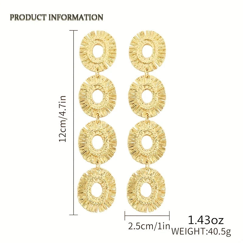 Hollow Flower Design Dangle Earrings - 14k Gold Plated