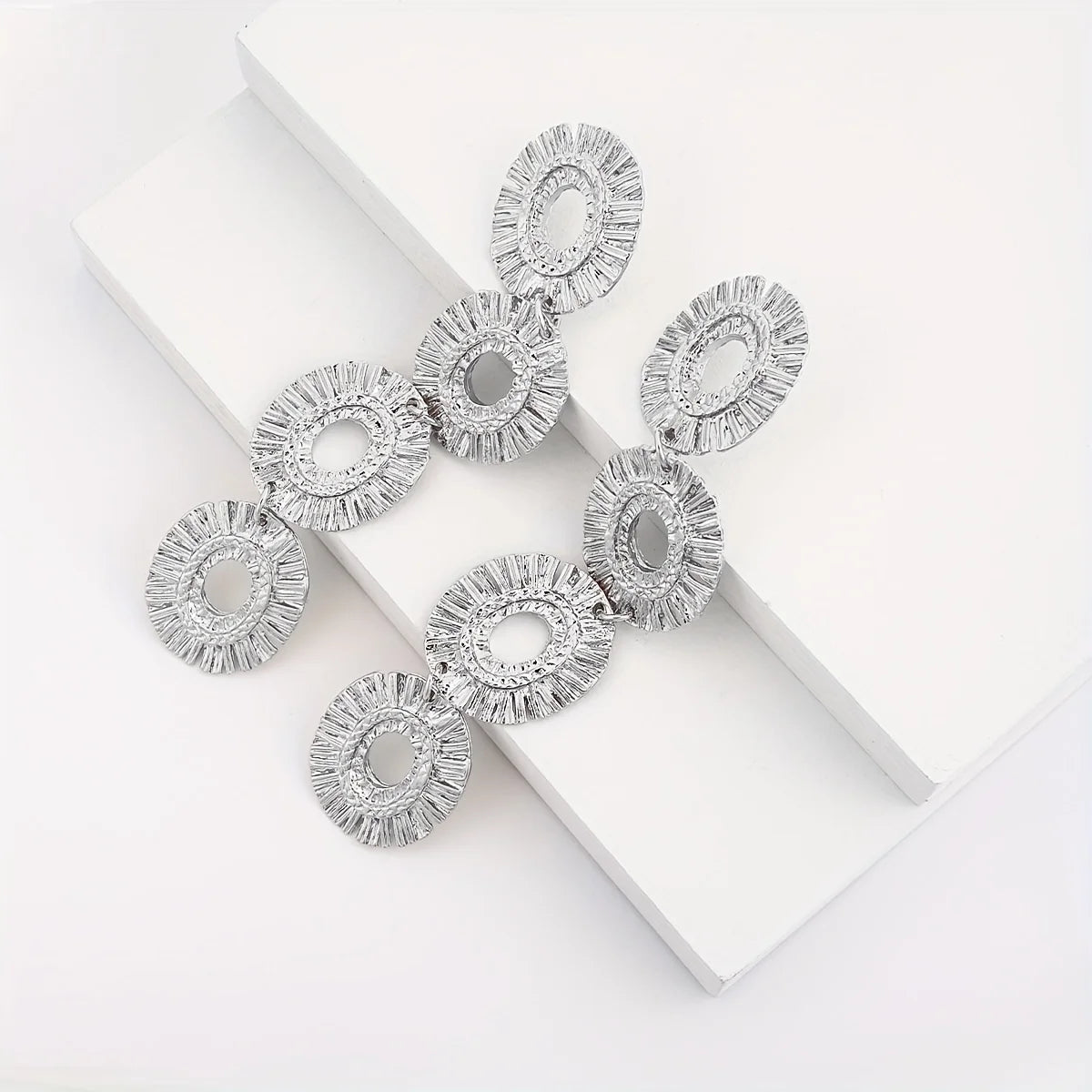 Hollow Flower Design Dangle Earrings - 14k Gold Plated