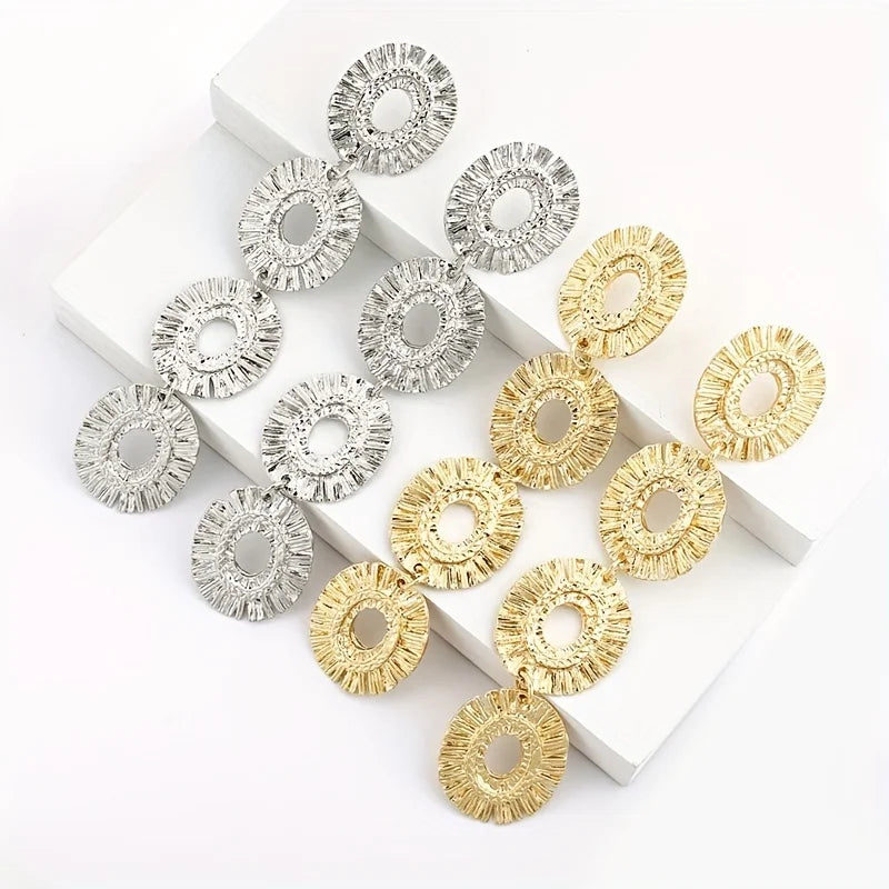 Hollow Flower Design Dangle Earrings - 14k Gold Plated