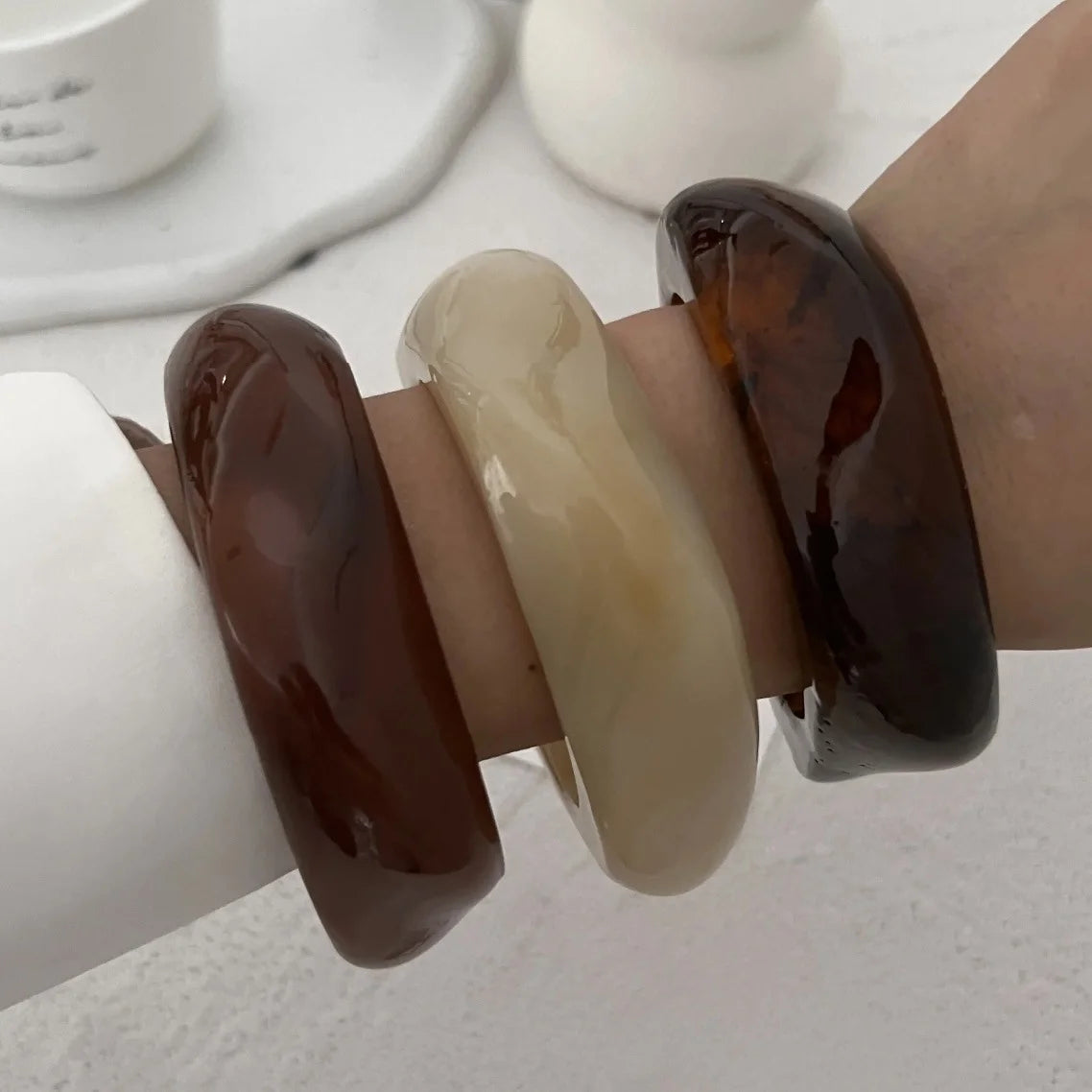 Big Colorful Geometric Irregular Bangles